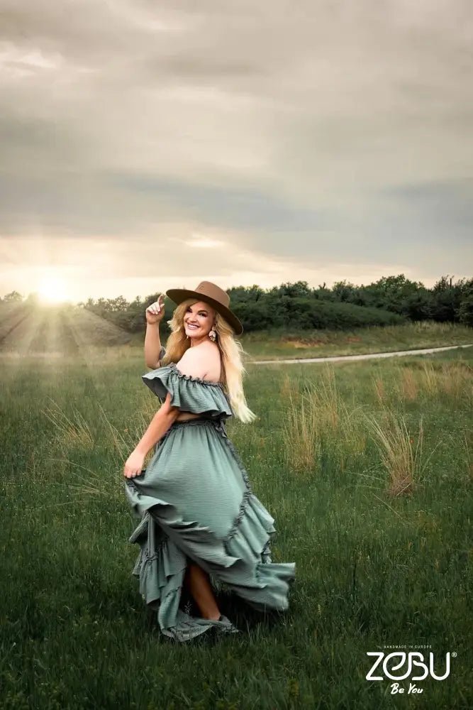 Inner Light Gauze Two Piece Maternity Dress for Photoshoot - Pregnancy - maternity clothes - ZeBu Be You
