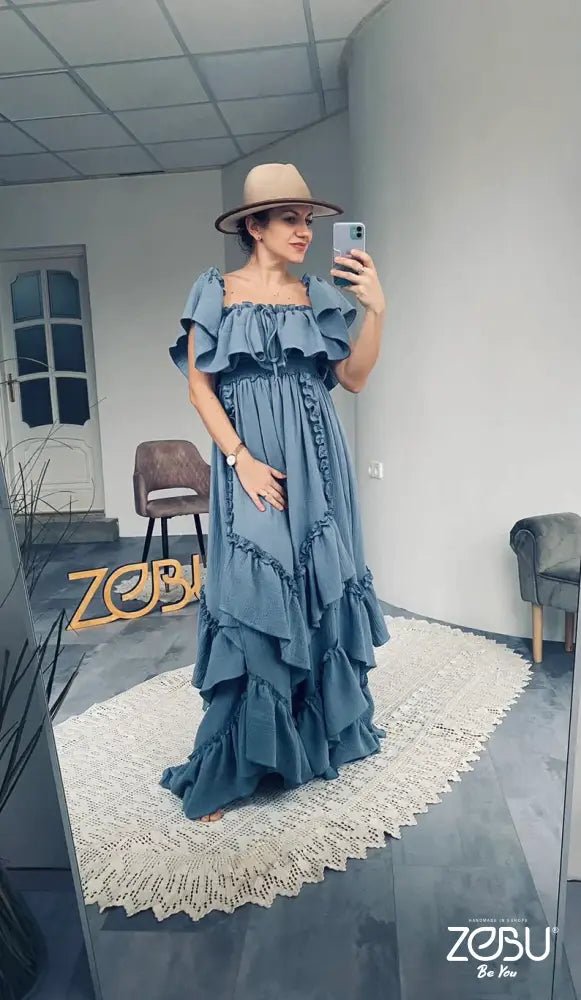 Inner Light Gauze Two Piece Maternity Dress for Photoshoot - Pregnancy - maternity clothes - ZeBu Be You