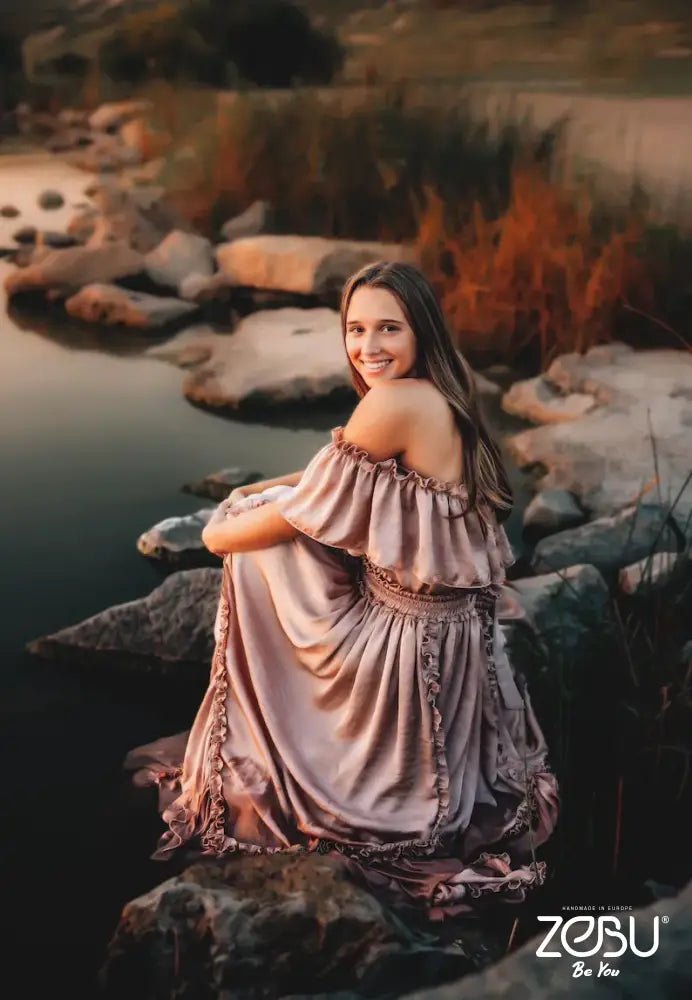 Inner Light Silk Two Piece maternity Photoshoot Dress - Pregnancy - maternity clothes - ZeBu Be You
