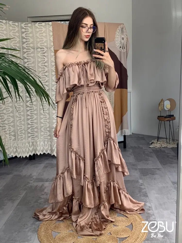 Inner Light Silk Two Piece maternity Photoshoot Dress - Pregnancy - maternity clothes - ZeBu Be You