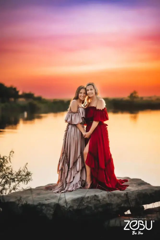 Inner Light Silk Two Piece maternity Photoshoot Dress - Pregnancy - maternity clothes - ZeBu Be You