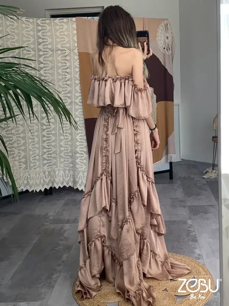 Inner Light Silk Two Piece maternity Photoshoot Dress - Pregnancy - maternity clothes - ZeBu Be You