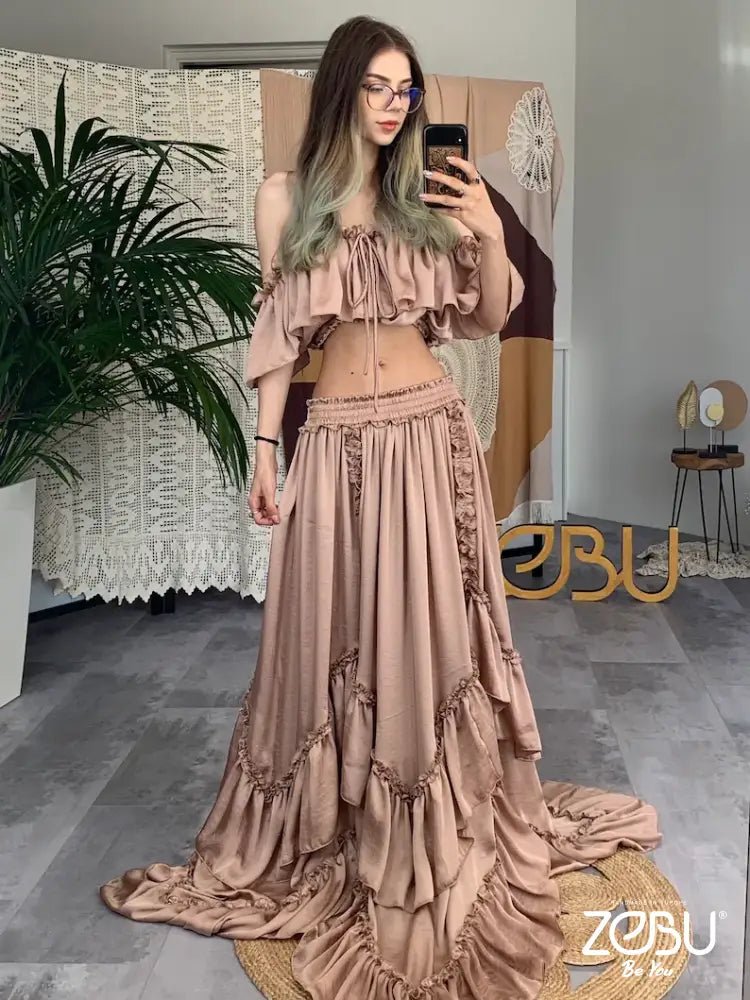 Inner Light Silk Two Piece maternity Photoshoot Dress - Pregnancy - maternity clothes - ZeBu Be You