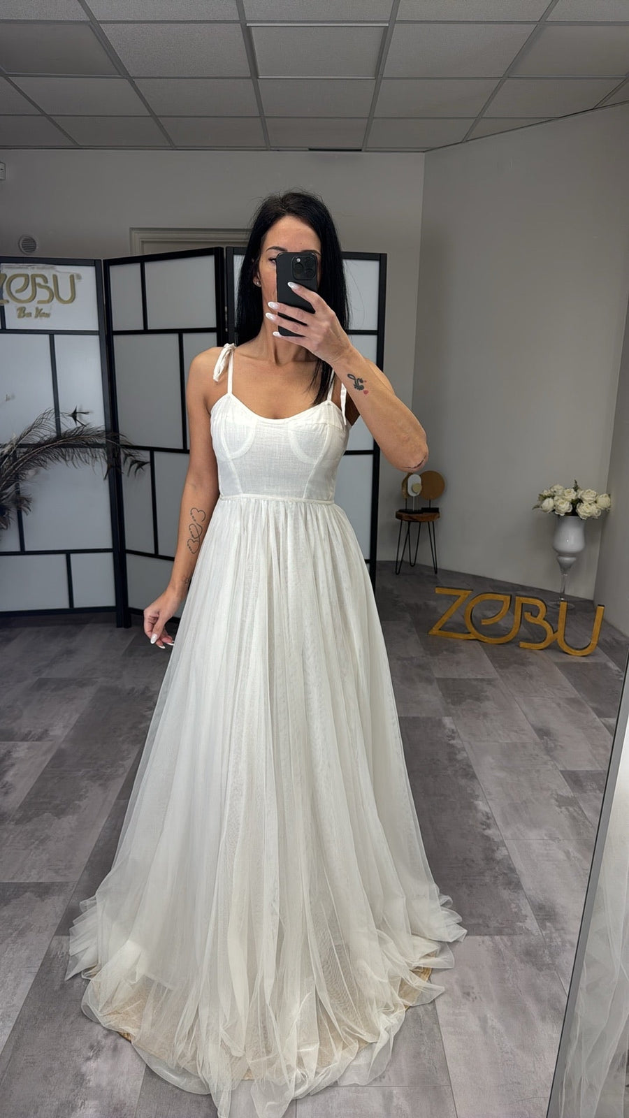 Jasmine | Tulle corset dress with linen lining and lace poncho Jasmine | Tulle corset dress with linen lining and lace poncho