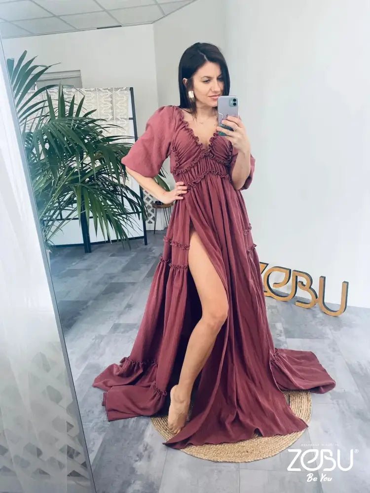 Lauren Maternity Gauze Unique Boho Dresses - Pregnancy - maternity clothes - ZeBu Be You