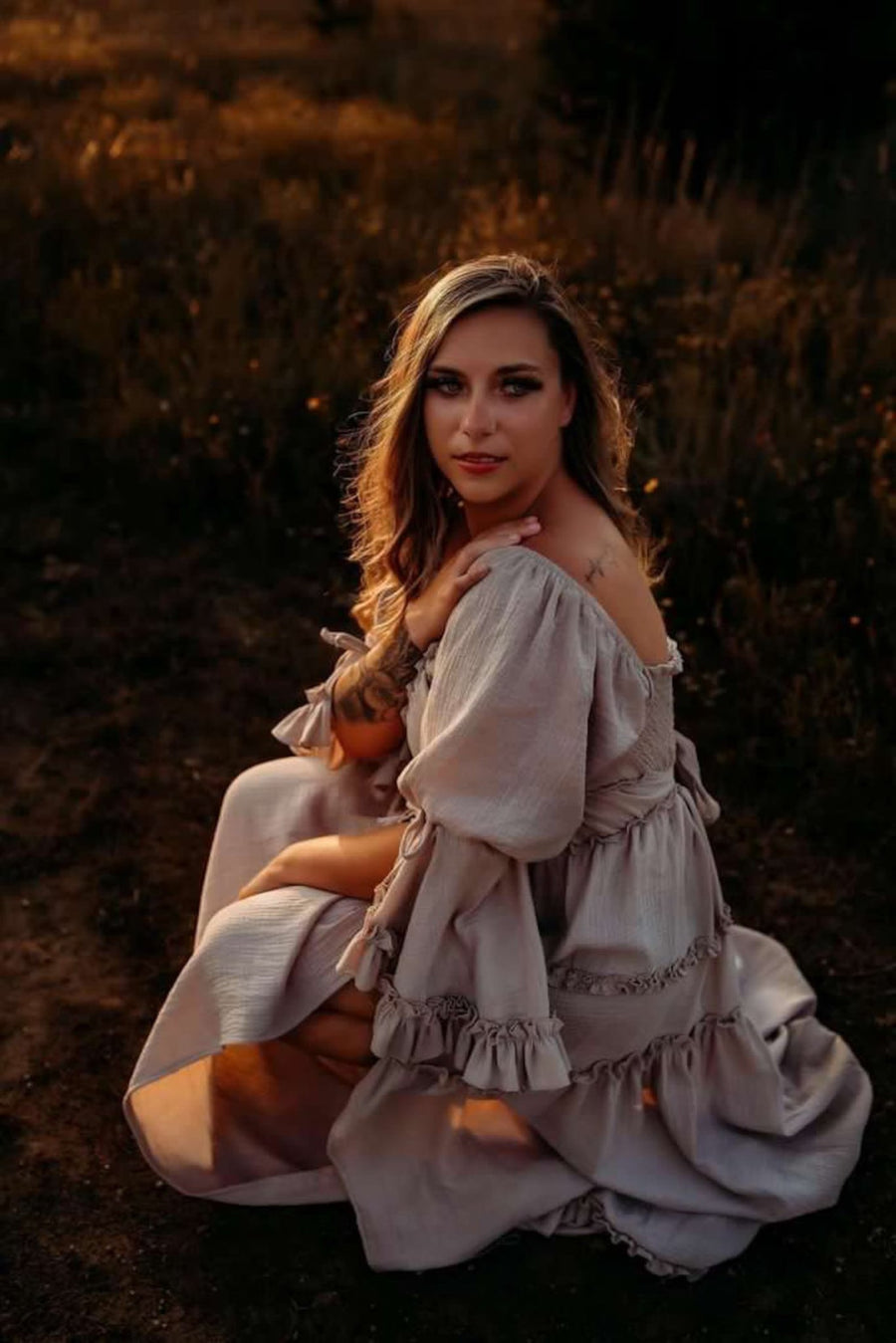 Lauren Maternity Gauze Unique Boho Dresses with Futter Sleeve - Pregnancy - maternity clothes - ZeBu Be You