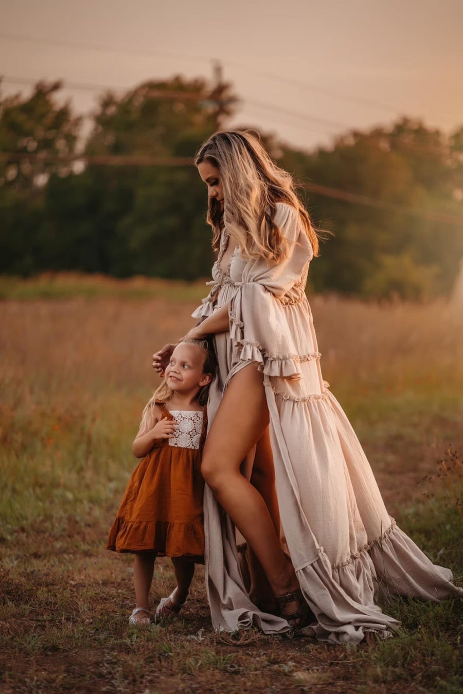 Lauren-Maternity Gauze Unique Boho Dresses with Futter Sleeve XS-M / cappuccino Lauren-Maternity Gauze Unique Boho Dresses with Futter Sleeve XS-M / cappuccino