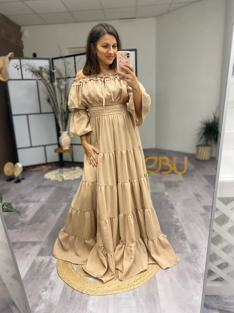 Leah Double Gauze Two Piece Maternity Dress - Pregnancy - maternity clothes - ZeBu Be You