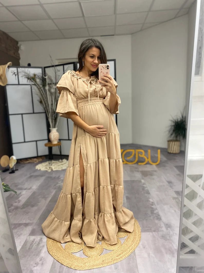 Leah Double Gauze Two Piece Maternity Dress - Pregnancy - maternity clothes - ZeBu Be You