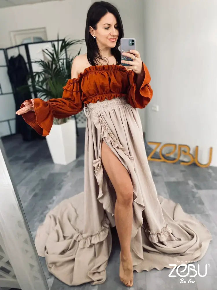 Lia Gauze Maternity Dress For Photoshoot Two Piece Gowns