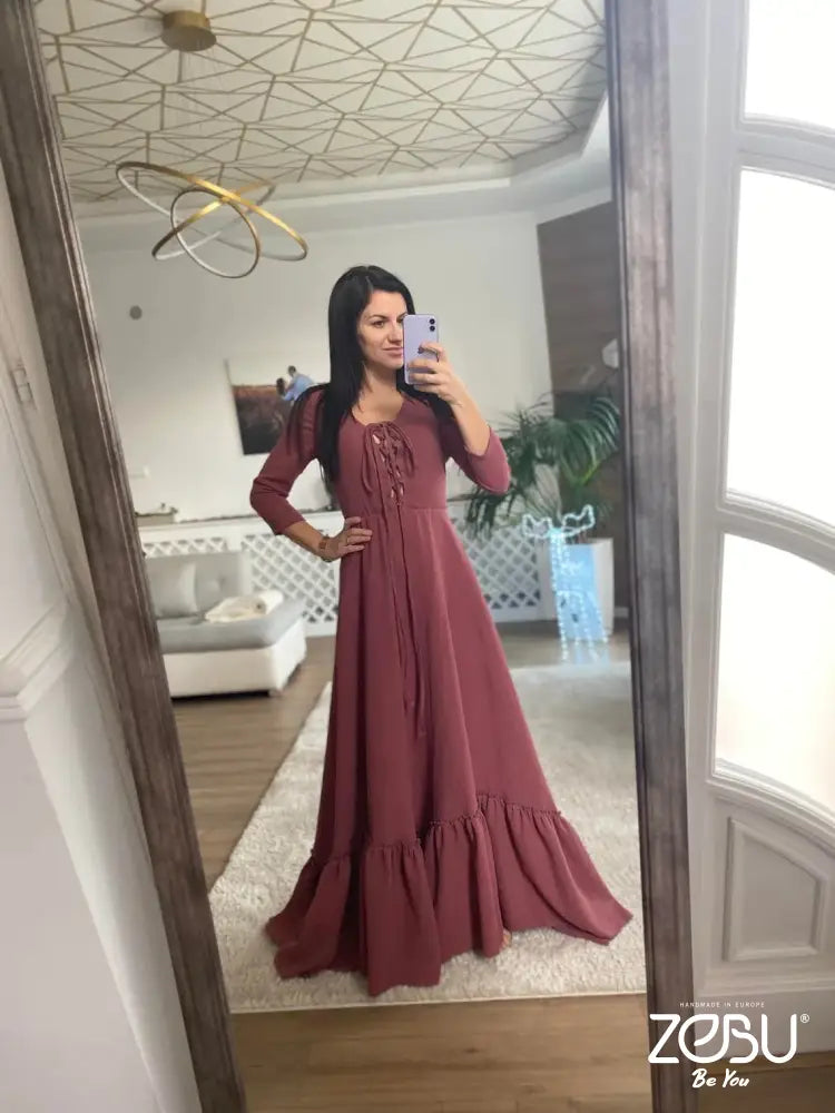 Louisiana Maternity Gauze Unique Boho Dresses Xs-M / Dark Mauve - Pictured
