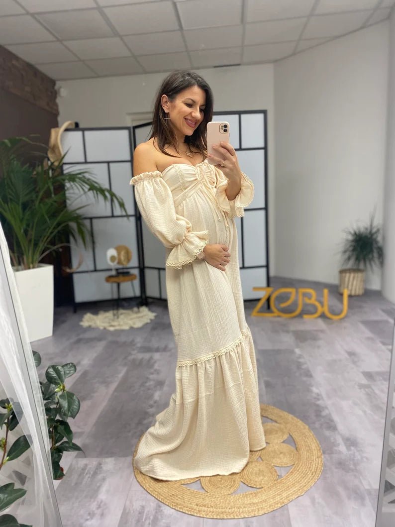 Luna Double Gauze Two Piece Maternity Dress - Pregnancy - maternity clothes - ZeBu Be You