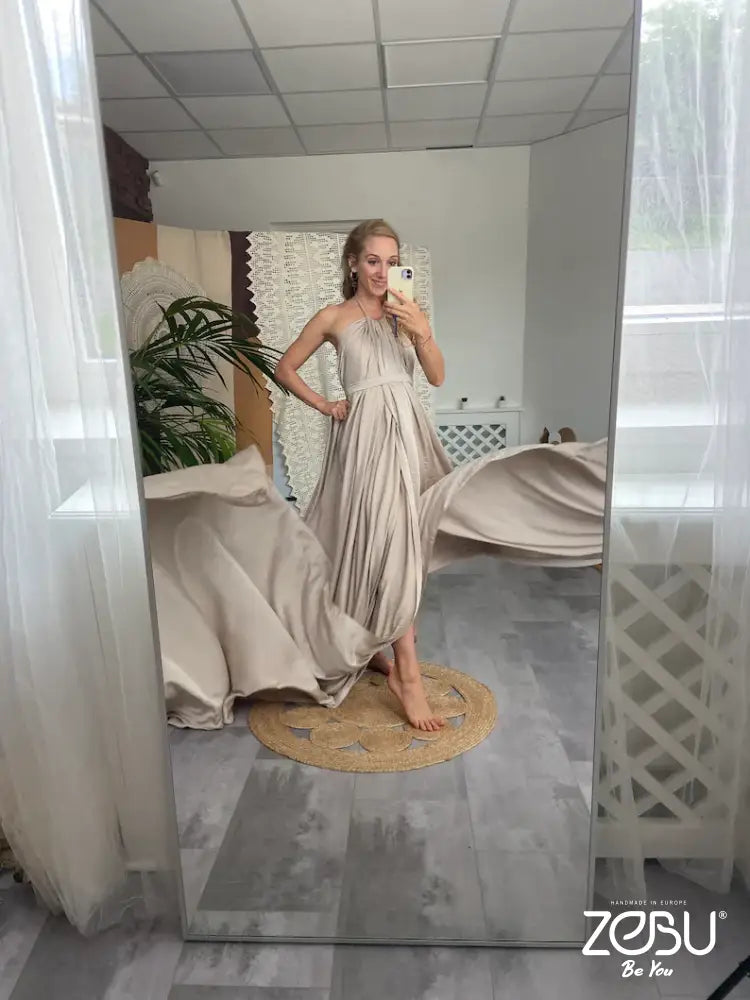 Magic Scarf For Photoshoot Maternity Chiffon Unique Boho Dresses Xs-M / Beige - Pictured Dresses