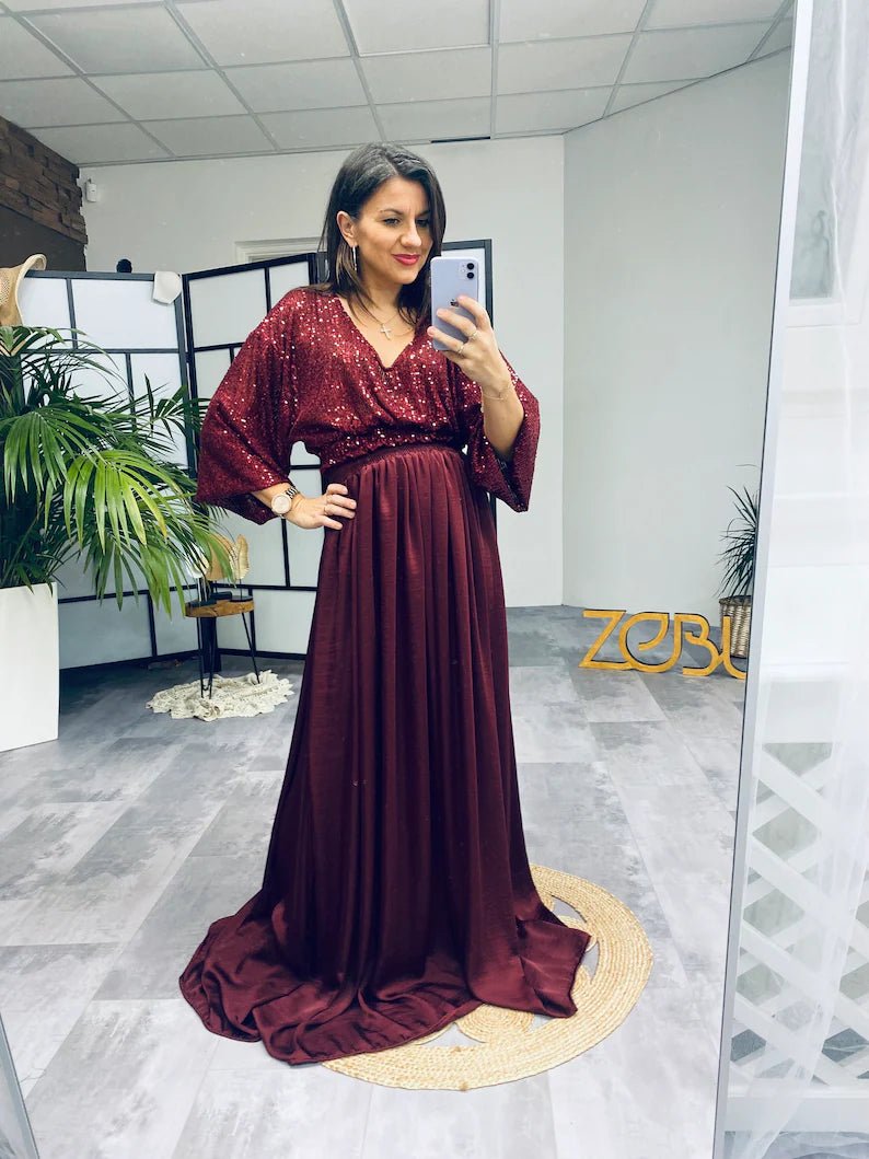Midnight Magic Sequin Maternity Two Piece Photoshoot Dress - Pregnancy - maternity clothes - ZeBu Be You