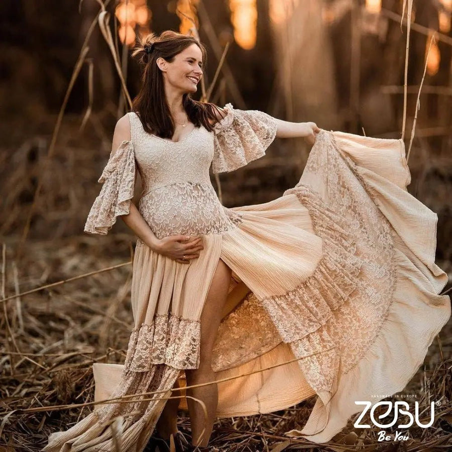 Naomi Maternity Gauze, Lace Unique Boho Dresses Plus size / mint Naomi Maternity Gauze, Lace Unique Boho Dresses Plus size / mint