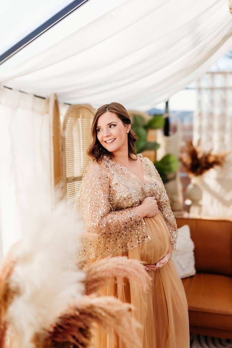 beaded maternity dress Nara setitem-19191-19196 Size:22 W Houston Birthday Photographer | neckline at the front