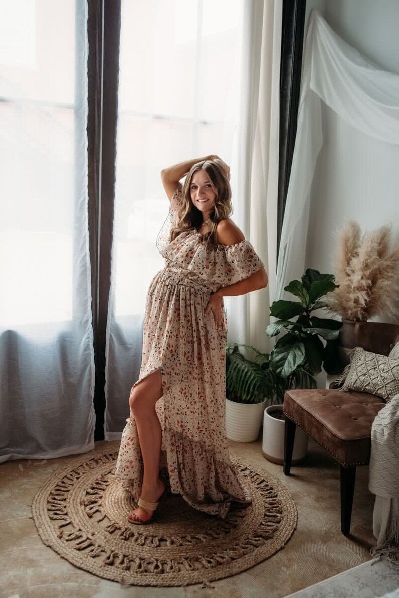 Nataly Maternity Chiffon Unique Boho Dresses - Pregnancy - maternity clothes - ZeBu Be You