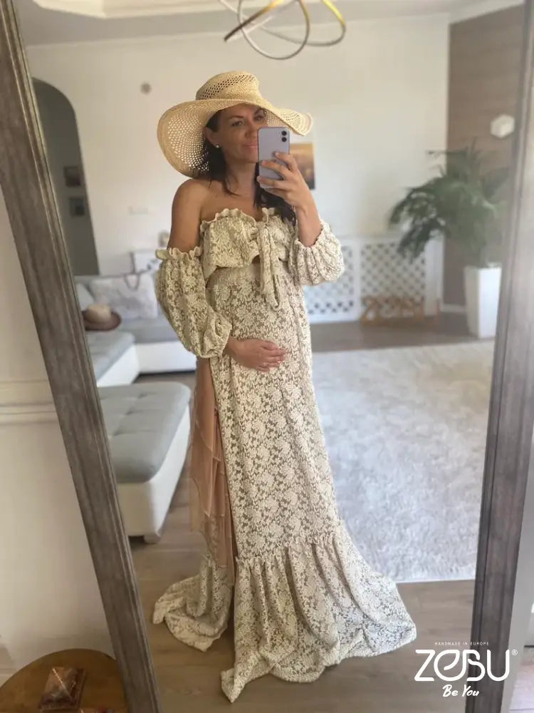 Nidalee Lace Two-Piece Set For Maternity Or Non-Maternity Photoshoot Two Piece Gowns