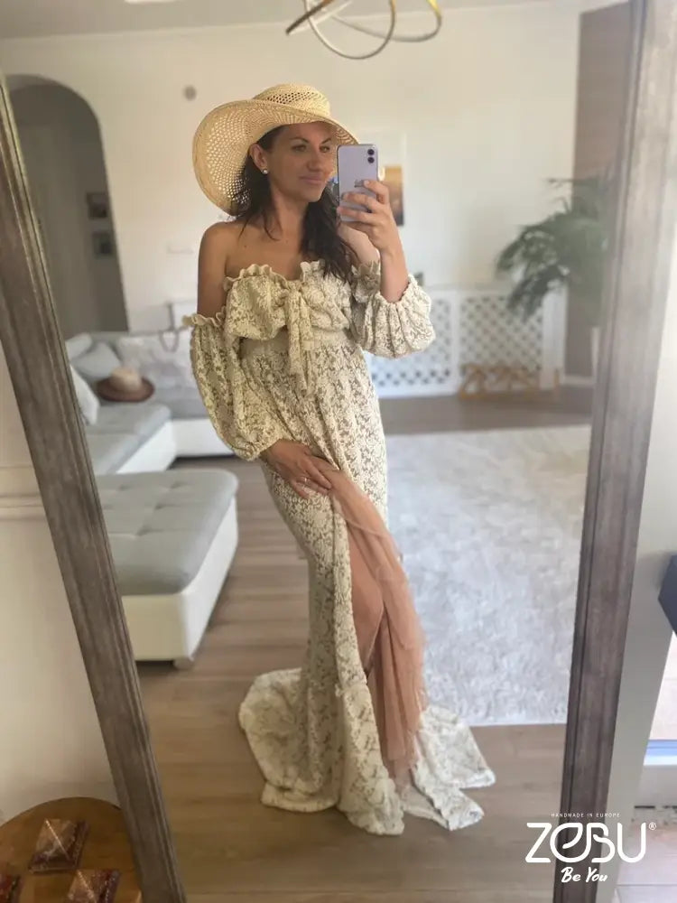 Nidalee Lace Two-Piece Set For Maternity Or Non-Maternity Photoshoot Two Piece Gowns