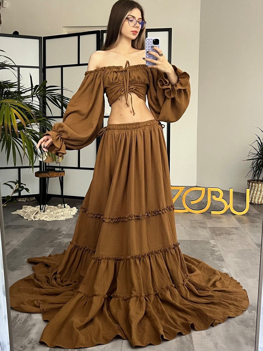 Othilia Maternity Gauze Two Piece Boho Dresses - Pregnancy - maternity clothes - ZeBu Be You