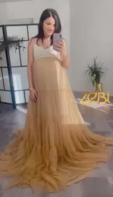 Waterdrops Tulle Maternity Photoshoot dresses