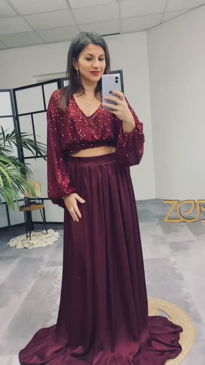 Midnight Magic Sequin Maternity Two Piece Photoshoot Dress