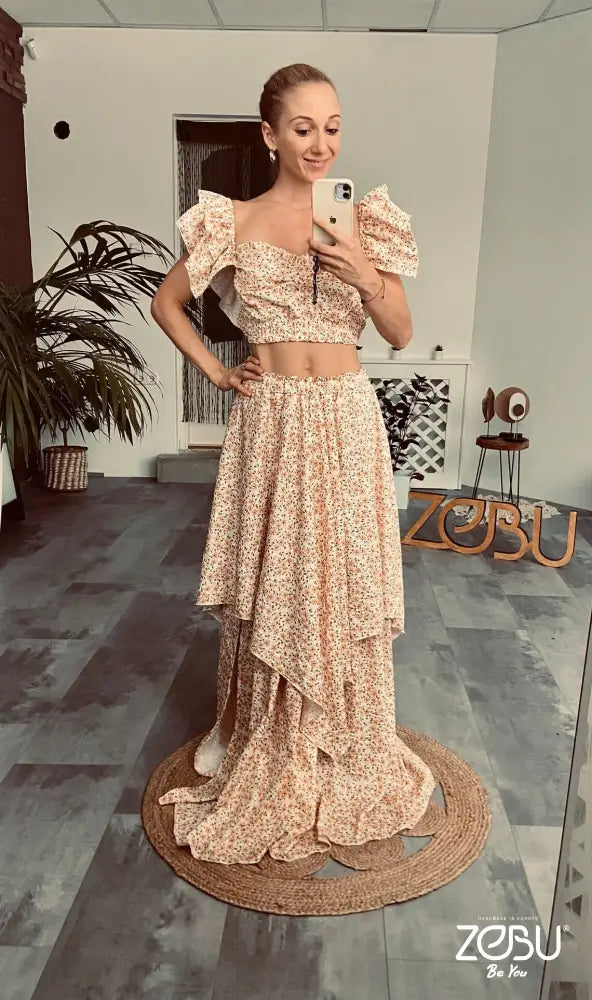 Priscilla Gauze Maternity Dress For Photoshoot Two Piece Gowns
