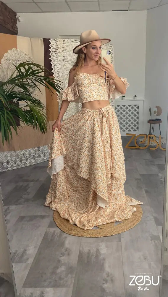 Priscilla Gauze Maternity Dress For Photoshoot Two Piece Gowns