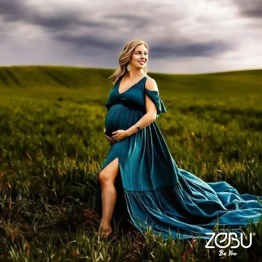 Provance Maternity Gauze Unique Boho Dresses Xs-M / Petrol - Pictured