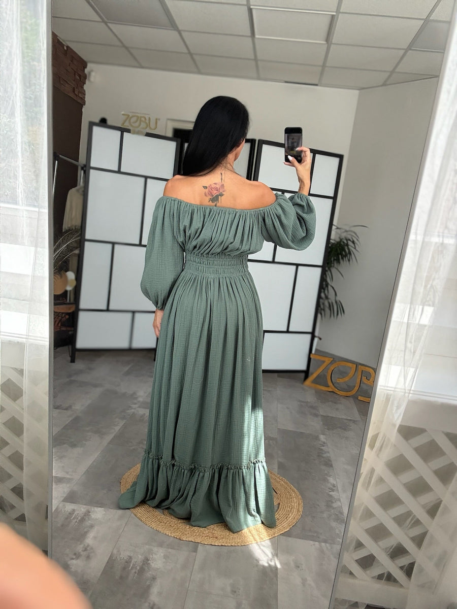 RTS Old green - Lana - Maternity Gown - LAST PIECE AVAILABLE - Pregnancy - maternity clothes - ZeBu Be You