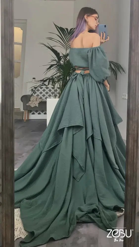 Solar Skirt+Gloria Top Gauze Maternity Two - Piece Set for Photoshoot - Pregnancy - maternity clothes - ZeBu Be You