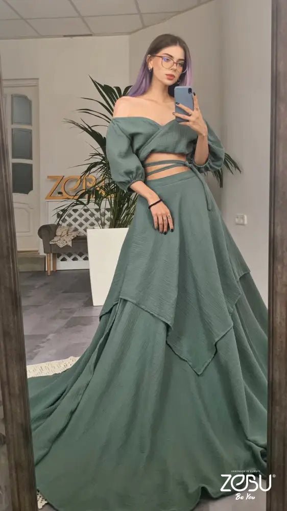 Solar Skirt+Gloria Top Gauze Maternity Two - Piece Set for Photoshoot - Pregnancy - maternity clothes - ZeBu Be You