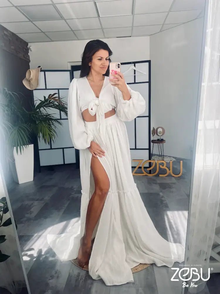 Song gown 2 - Piece Gauze Maternity Dress for Family Photoshoot - Pregnancy - maternity clothes - ZeBu Be You