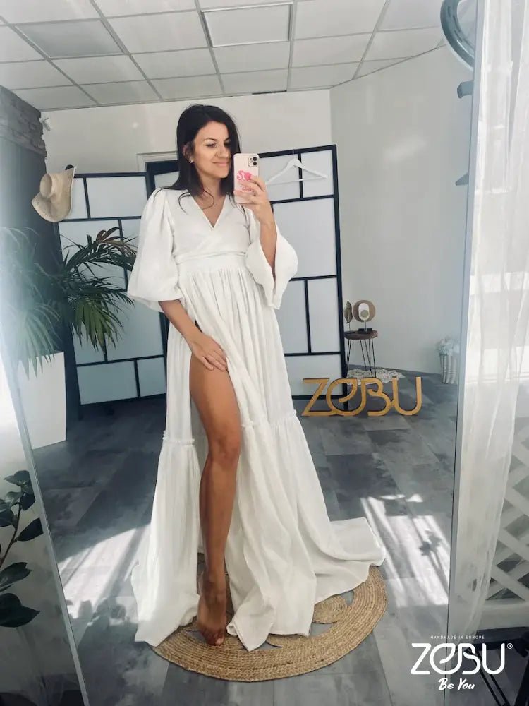Song gown 2 - Piece Gauze Maternity Dress for Family Photoshoot - Pregnancy - maternity clothes - ZeBu Be You