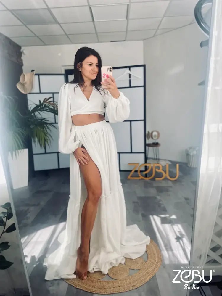 Song gown 2 - Piece Gauze Maternity Dress for Family Photoshoot - Pregnancy - maternity clothes - ZeBu Be You
