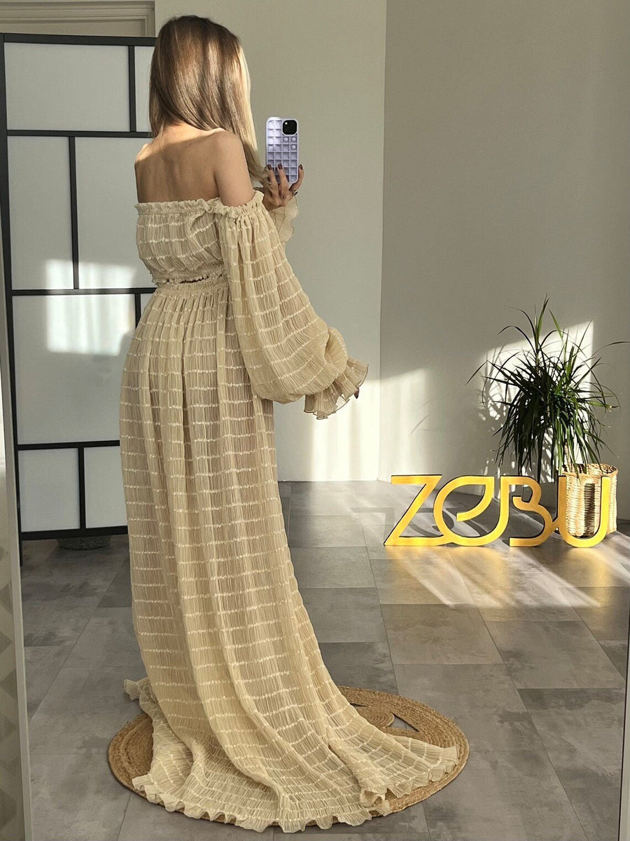 pregnancy boho dresses Boho Maternity Dress for Photo Shoot Boho Maxi Dress Beach Wedding YW230308 10 / Picture Color