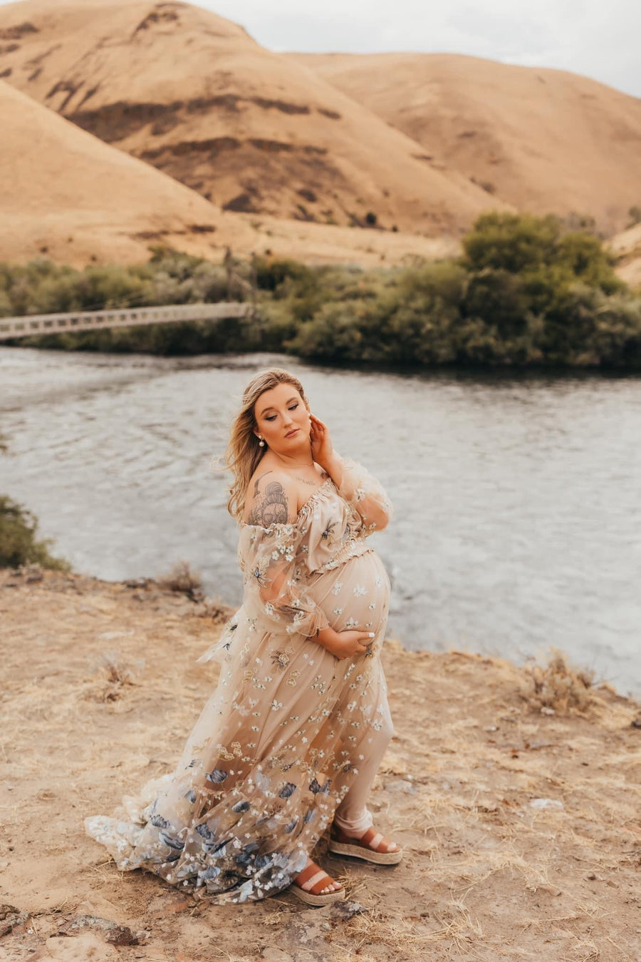 Spring Meadow /Blue/ Maternity Tulle Unique Boho Dresses - Pregnancy - maternity clothes - ZeBu Be You