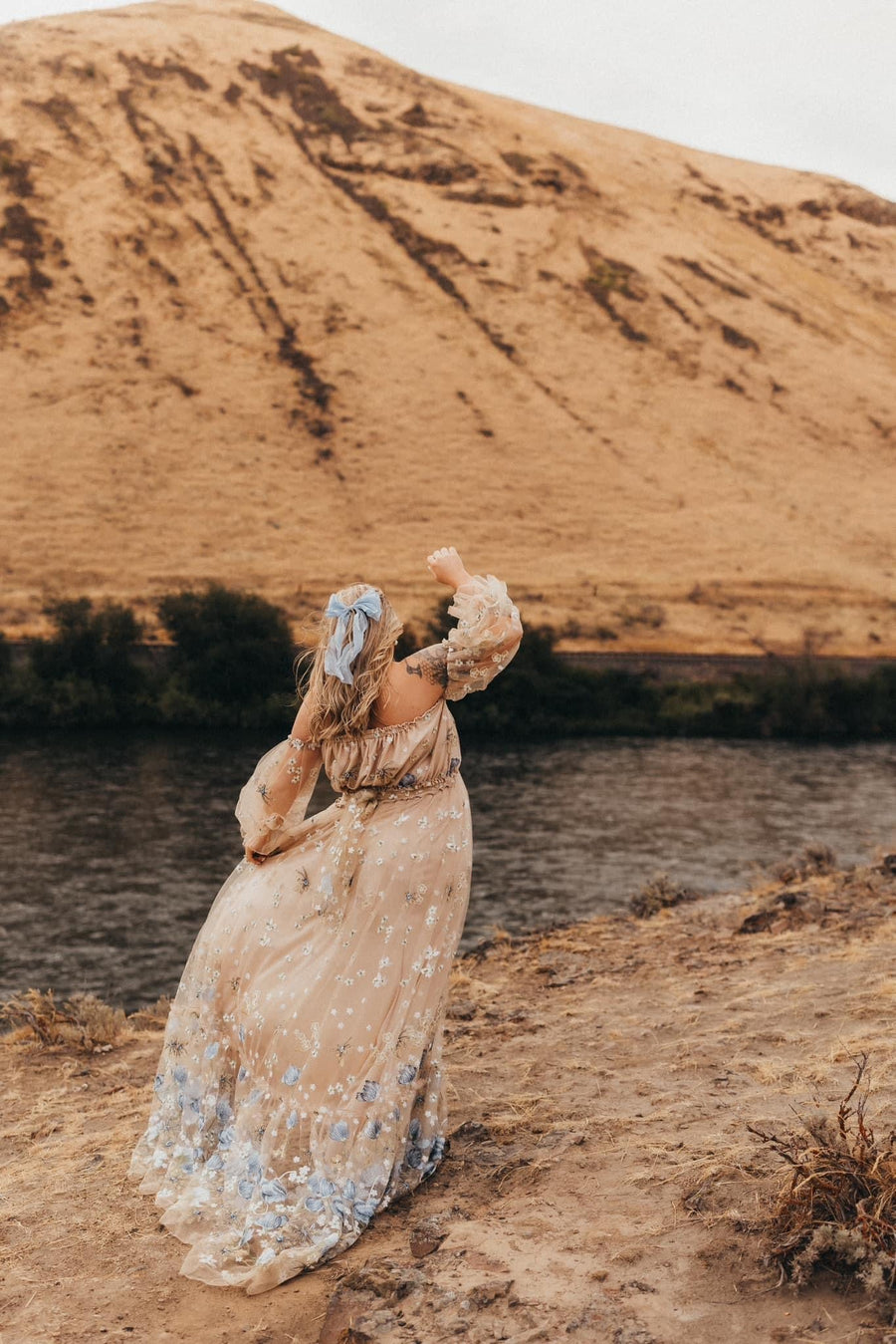 Spring Meadow /Blue/ Maternity Tulle Unique Boho Dresses - Pregnancy - maternity clothes - ZeBu Be You