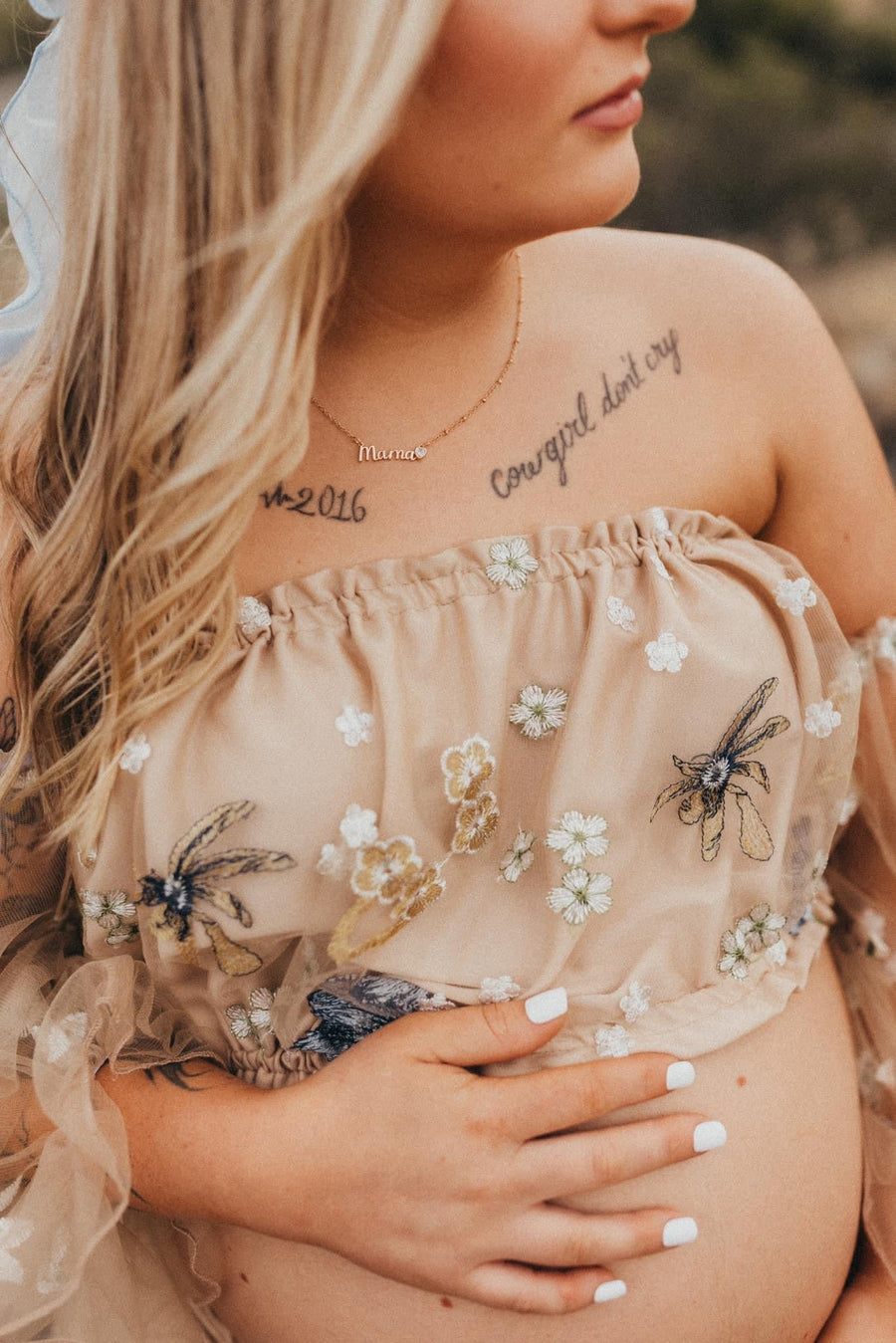 Spring Meadow /Blue/ Maternity Tulle Unique Boho Dresses - Pregnancy - maternity clothes - ZeBu Be You