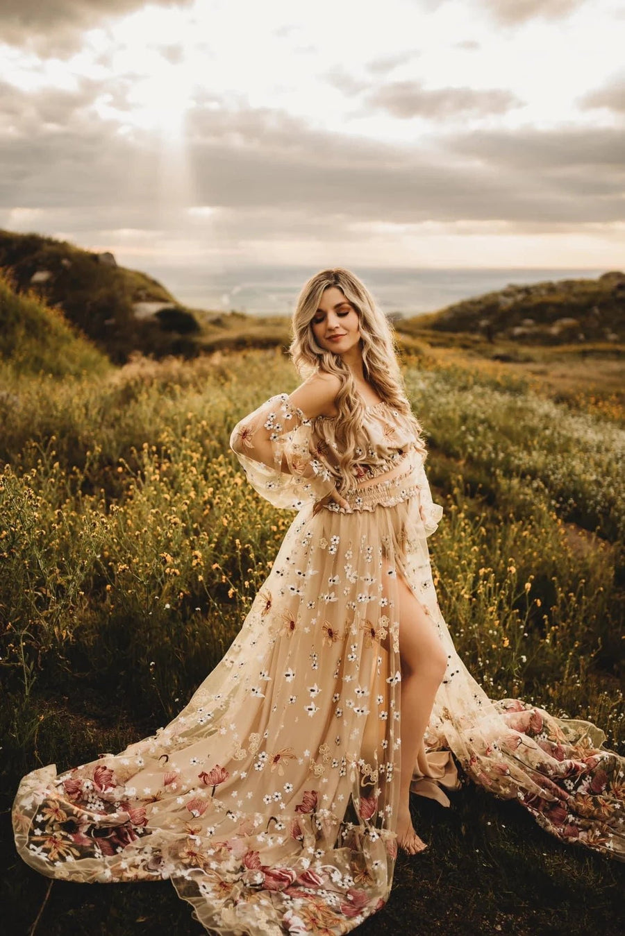 Spring Meadow /Blush/ Maternity Tulle Unique Boho Dresses - Pregnancy - maternity clothes - ZeBu Be You