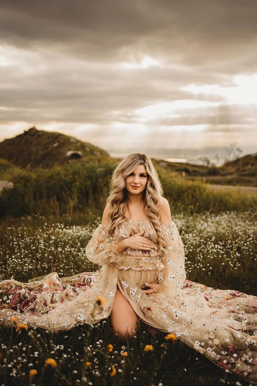 Spring Meadow /Blush/ Maternity Tulle Unique Boho Dresses - Pregnancy - maternity clothes - ZeBu Be You