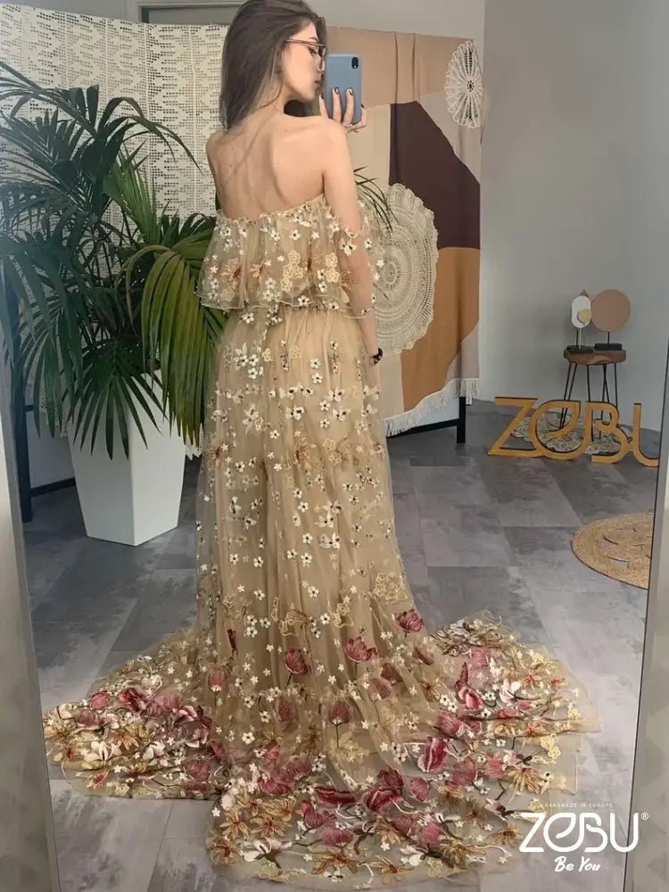 Spring Meadow /Blush/ Maternity Tulle Unique Boho Dresses - Pregnancy - maternity clothes - ZeBu Be You
