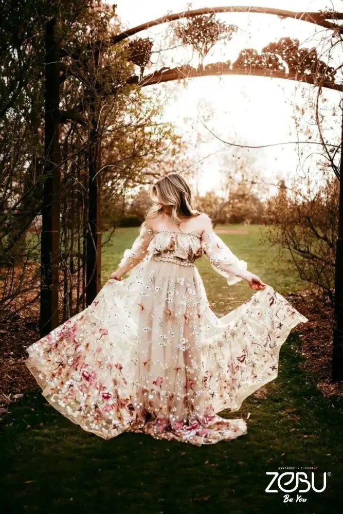 Spring Meadow /Blush/ Maternity Tulle Unique Boho Dresses - Pregnancy - maternity clothes - ZeBu Be You