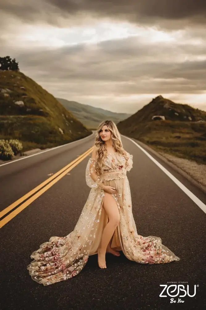 Spring Meadow /Blush/ Maternity Tulle Unique Boho Dresses - Pregnancy - maternity clothes - ZeBu Be You