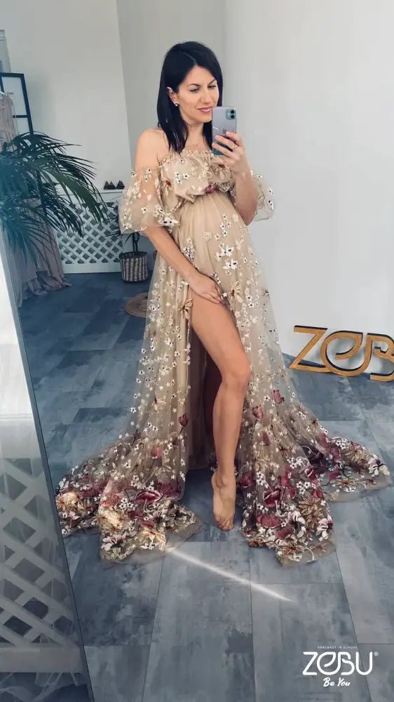 Spring Meadow /Blush/ Maternity Tulle Unique Boho Dresses - Pregnancy - maternity clothes - ZeBu Be You