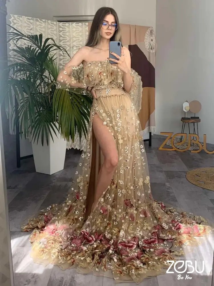 Spring Meadow /Blush/ Maternity Tulle Unique Boho Dresses - Pregnancy - maternity clothes - ZeBu Be You