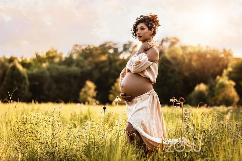 Summer Vibes - Two Piece Gauze Maternity Dress for Photoshoot - Pregnancy - maternity clothes - ZeBu Be You