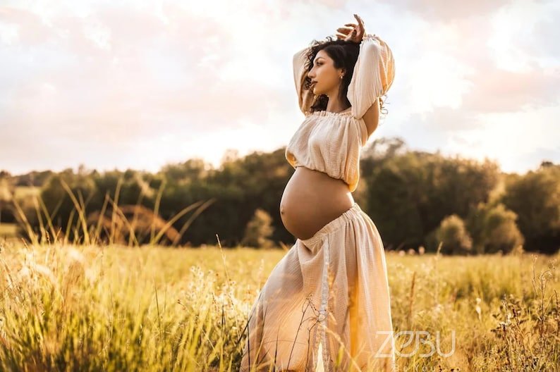 Summer Vibes - Two Piece Gauze Maternity Dress for Photoshoot - Pregnancy - maternity clothes - ZeBu Be You