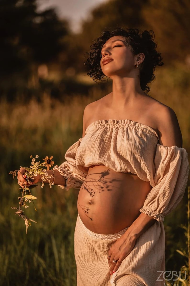 Summer Vibes - Two Piece Gauze Maternity Dress for Photoshoot - Pregnancy - maternity clothes - ZeBu Be You