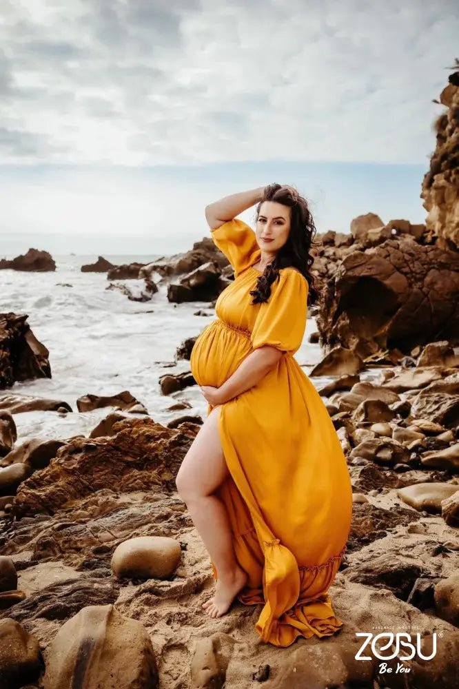 Sunflower Maternity Silk Unique Boho Dresses - Pregnancy - maternity clothes - ZeBu Be You